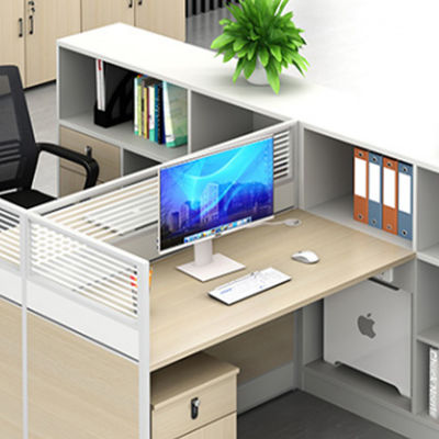 Moderne eenvoudige personeelsscherm kantoor bureau en stoel combinatie 2 personen houten modulaire kooi kantoor werkstation bureau