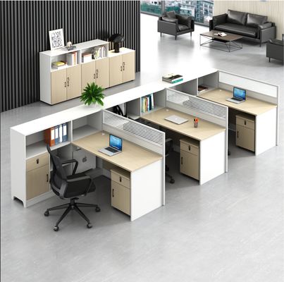 Moderne eenvoudige scherm kantoor bureau bureau en stoel combinatie 3 personen houten modulaire kooi kantoor werkstation bureau