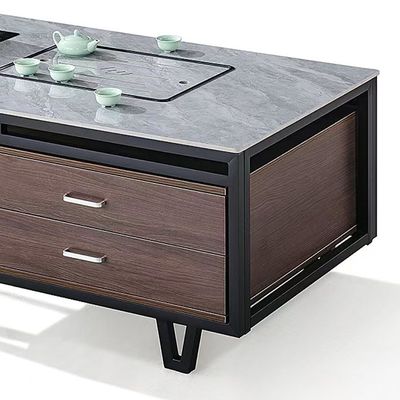 Moderne rechthoekige rotsplaat met metalen frame ketel kantoormeubelen kantoor thee koffietafel