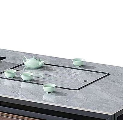 Moderne rechthoekige rotsplaat met metalen frame ketel kantoormeubelen kantoor thee koffietafel