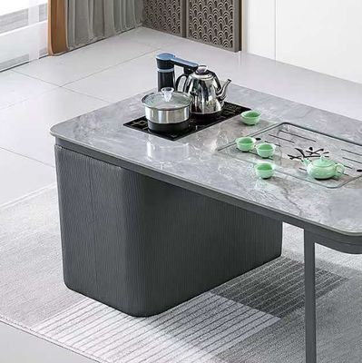 Moderne minimalistische gehard glas roestvrij staal vuur steen volledig automatische kantoorkoffietafel