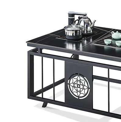 Moderne kantoor thee tafel ketel steen metaal frame rechthoekige hittebestendig koffietafel