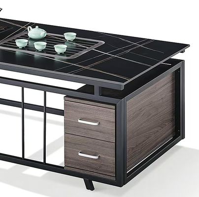 Moderne kantoor thee tafel ketel steen metaal frame rechthoekige hittebestendig koffietafel