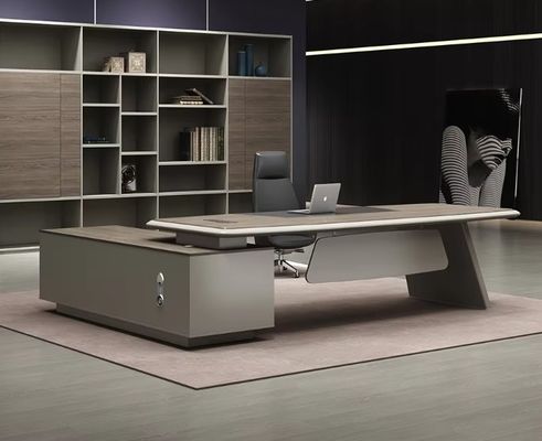 Moderne L-vorm ergonomisch kantoor bureau luxe high-end executive kantoor bureau en stoel CEO baas houten kantoor bureau