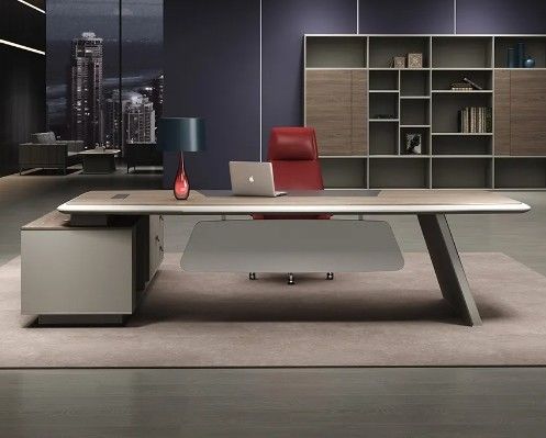 Moderne L-vorm ergonomisch kantoor bureau luxe high-end executive kantoor bureau en stoel CEO baas houten kantoor bureau