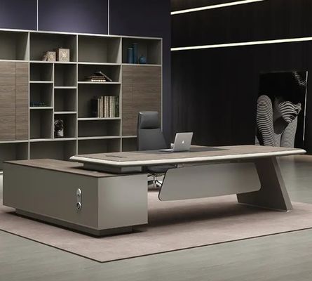 Hoogwaardige CEO tafel Moderne kantoormeubilair Luxe Executive Office Schrijftafel Schrijftafel Met zijtafel En Schuifkast