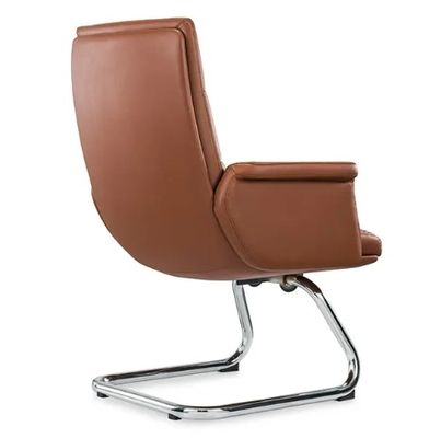 Ergonomische kantoorstoel Flexible Chrome Wheel Comfortable Pu Leather Swivel Boss Manager Personeel Moderne Draaiende Stoel