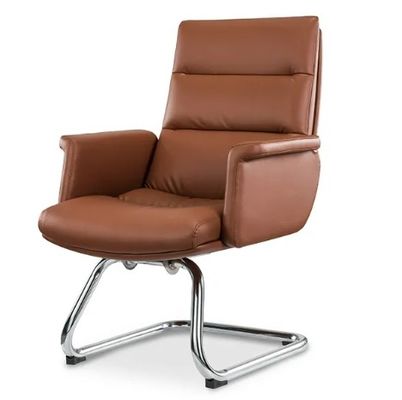 Ergonomische kantoorstoel Flexible Chrome Wheel Comfortable Pu Leather Swivel Boss Manager Personeel Moderne Draaiende Stoel