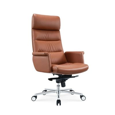 Fabrieksvoorziening kantoormeubelen leer kantoorstoel met platte voeten van aluminium legering ergonomische kantoorstoel voor de werkplek
