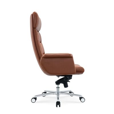 Fabrieksvoorziening kantoormeubelen leer kantoorstoel met platte voeten van aluminium legering ergonomische kantoorstoel voor de werkplek
