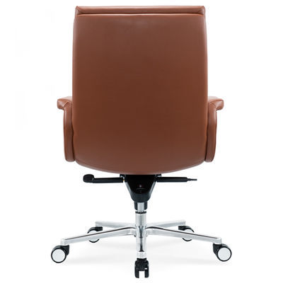 Ergonomische kantoorstoel Flexible Chrome Wheel Comfortable Swivel Leather PU Boss Manager Personeelstoel Moderne draaiende massage