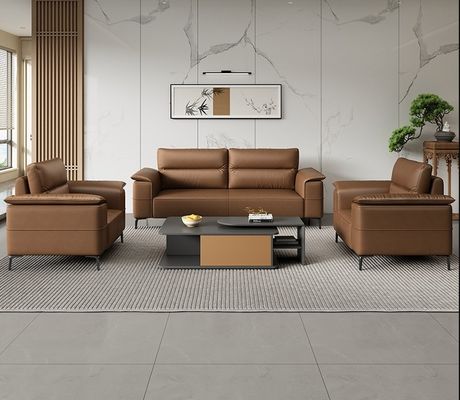 Luxe leerbank Italiaanse sectiesofa Kantoorkamer Zaal Wachtruimte Bank Kantoormeubelen Commercieel kantoor Receptiebank Set