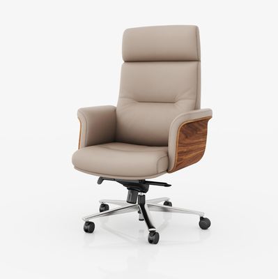 High Back Executive Office Chair Echt lederen verstelbare hoofdsteun Hot Sale Market Metal Swivel Chair