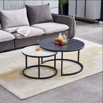 Kantoormeubelen Koffietafels Noordse stijl Ronde Marmeren Nesting Koffietafel Houten Top Office Theetafel