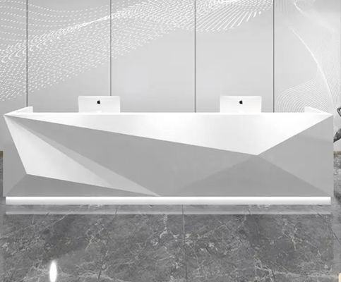 Fancy Led Front Counter Reception Desk Wit Prachtig Gekrompen Grote Op maat gemaakte Kantorenmeubelen Contemporary Panel