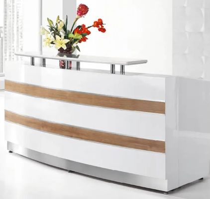 Hot Sale Custom Size Simple Large Design Hotel Receptie Witte Receptie Tafel Rekenaar Tafel Schoonheidssalon Modern