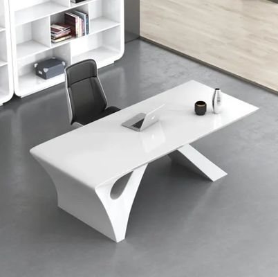 Eenvoudige moderne witte verf executive bureau baas bureau kantoor meubilair licht luxe president manager baas tafel