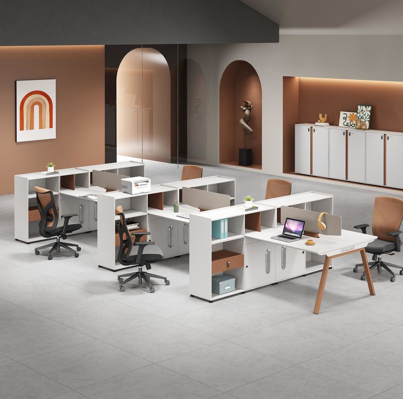 Moderne kantoormeubilair 2 4 6 Personen Kantor afschermingen Tafel Cubicle Werkstation Bureaublad Met grote opslagkast