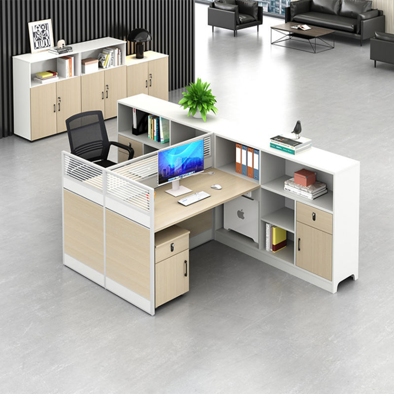 Moderne eenvoudige personeelsscherm kantoor bureau en stoel combinatie 2 personen houten modulaire kooi kantoor werkstation bureau