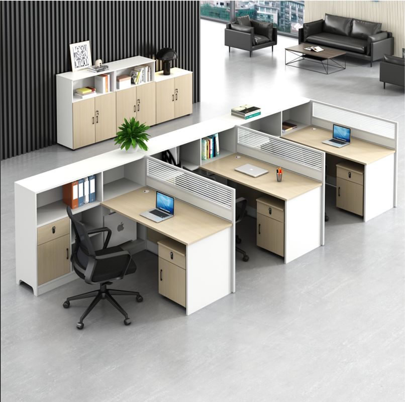 Moderne eenvoudige scherm kantoor bureau bureau en stoel combinatie 3 personen houten modulaire kooi kantoor werkstation bureau