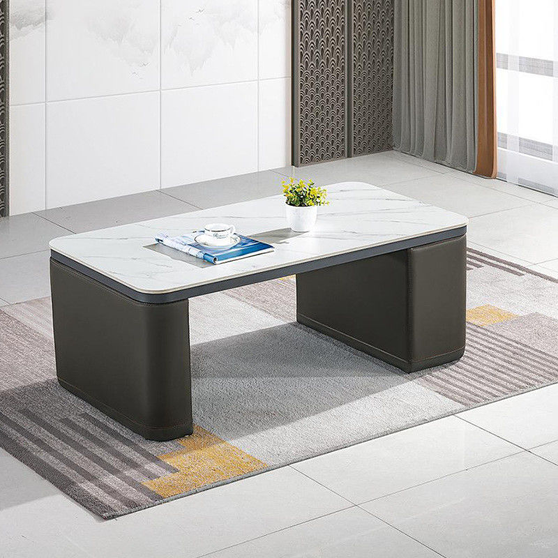 Moderne rechthoekige salontafel White Rock Plate Theetafel Eenvoudige kantoor Theetafel