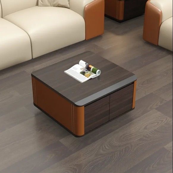 Minimalistisch op maat gemaakt houten vierkant opslag woonkamer luxe moderne koffietafel