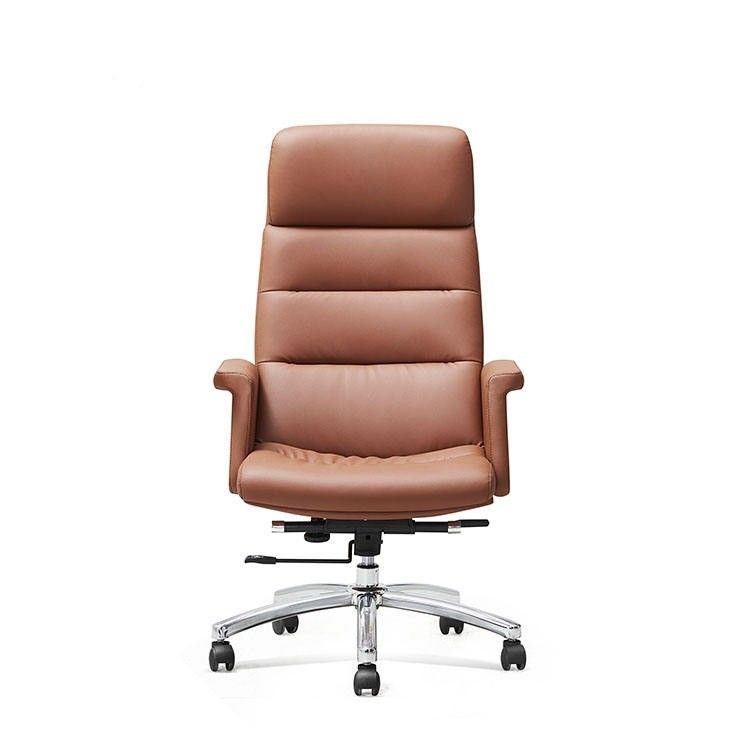 Fabrieksvoorziening kantoormeubelen leer kantoorstoel met platte voeten van aluminium legering ergonomische kantoorstoel voor de werkplek