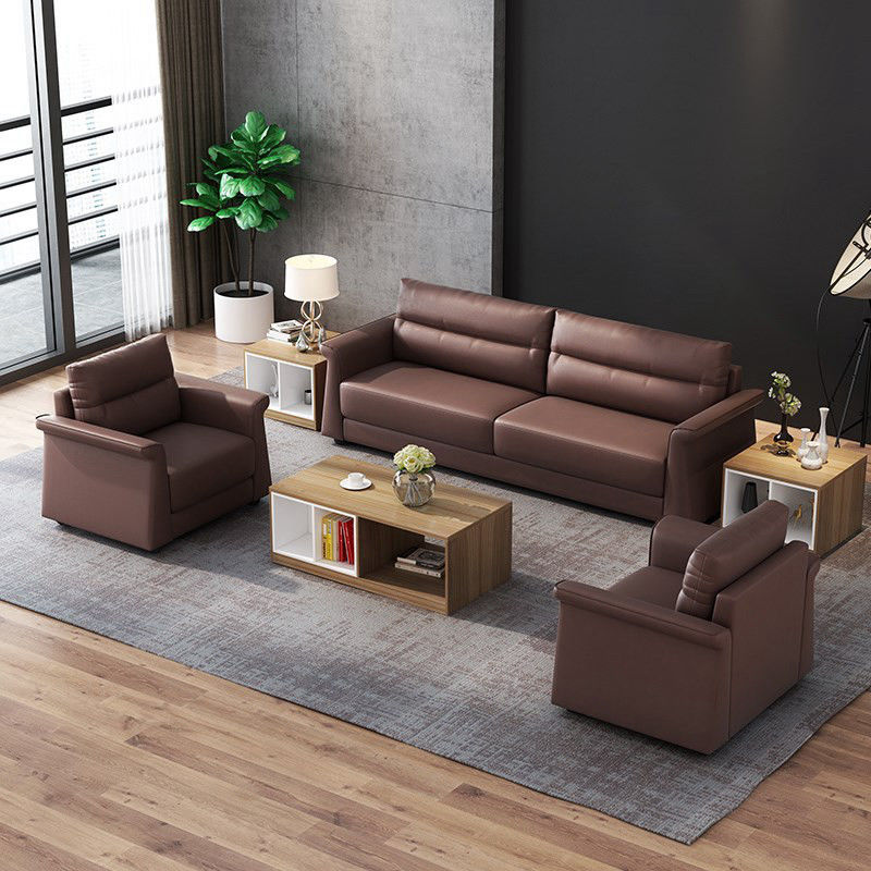 Kantoormeubelen Commerciële kantoorreceptie Sofa Set Luxe Lederen Sofa Italiaanse sectiesofa Kantoorkamer Zaal Wachtbank