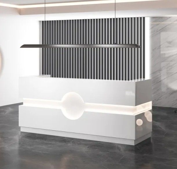 Moderne luxe stijl LED-receptie, op maat gemaakte kantoormeubilair, receptie voor meerdere personen