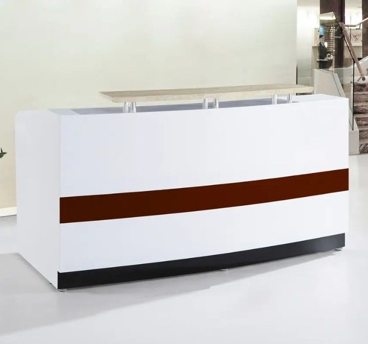 Hot Sale Custom Size Simple Large Design Hotel Receptie Witte Receptie Tafel Rekenaar Tafel Schoonheidssalon Modern