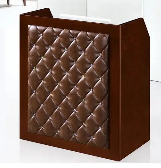 Groothandel Nieuw Design Luxe Zwart kantoor Houten toonbank Diamant L-vorm kantoor Kleine receptie voor de toonbank
