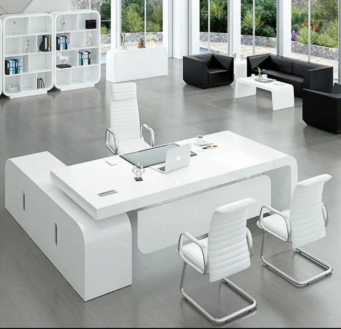 Hot selling kantoormeubilair wit geschilderd ceo kantoor bureau baas luxe executive kantoor tafel bureau modern executive bureau voor manager