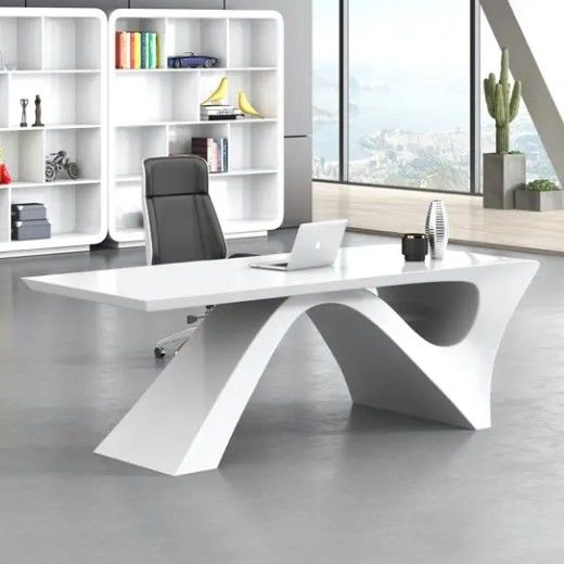 Eenvoudige moderne witte verf executive bureau baas bureau kantoor meubilair licht luxe president manager baas tafel